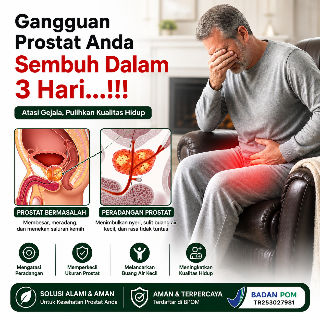 Lithozen kapsul herbal pendamping keluhan saluran kemih dan prostat, terdaftar POM TR253027981